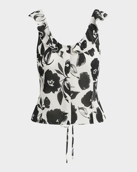 Favorite Daughter The Love Note Ruffled Sleeveless Georgette Top