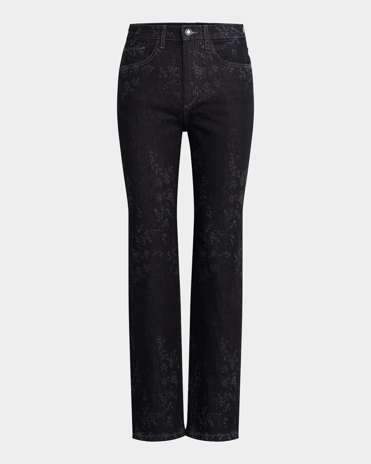 Favorite Daughter The Valentina Floral High-Rise Straight-Leg Jeans