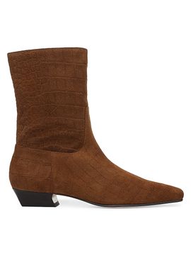 Favorite Daughter Women's Addison Snake-Embossed Suede Ankle Boots