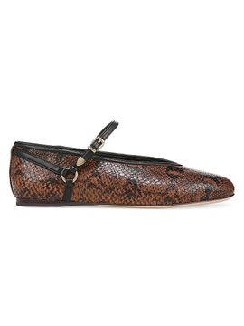 Favorite Daughter Women's Max Snake-Embossed Leather Mary Jane Ballet Flats