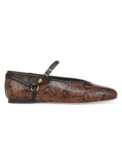 Favorite Daughter Women's Max Snake-Embossed Leather Mary Jane Ballet Flats