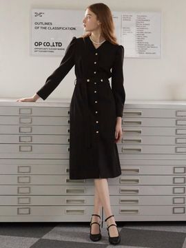 F.cocoromiz Anna v neck dress Black