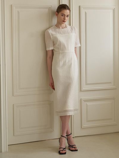 F.cocoromiz classic see through layered dress WH