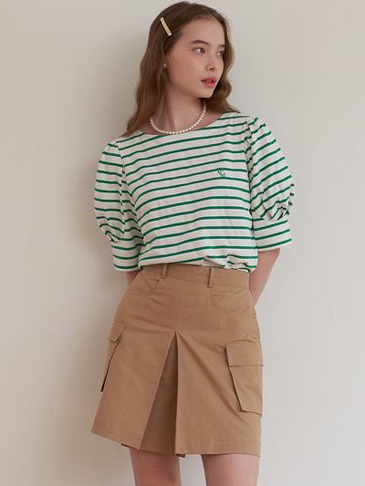 F.cocoromiz Coco Romantic Stripe T-shirt Green