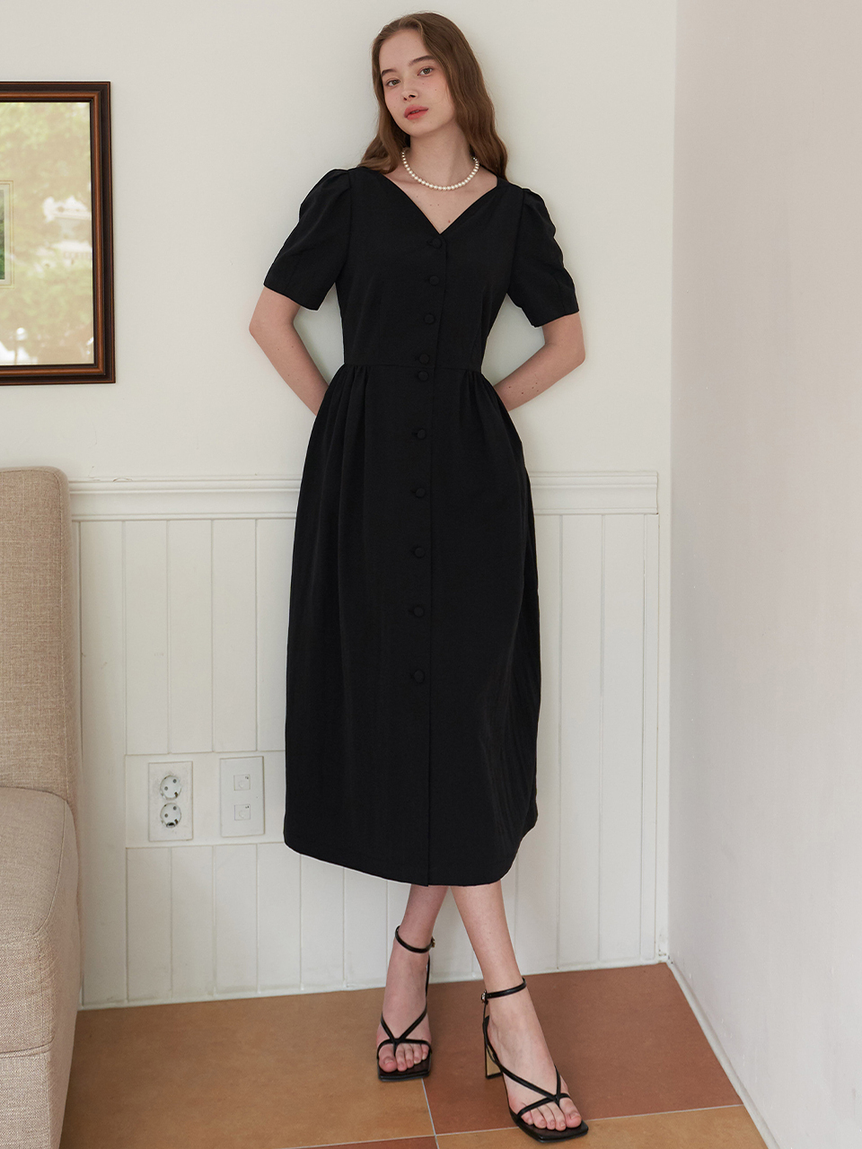 F.cocoromiz Coco Tulip Volume Dress Black