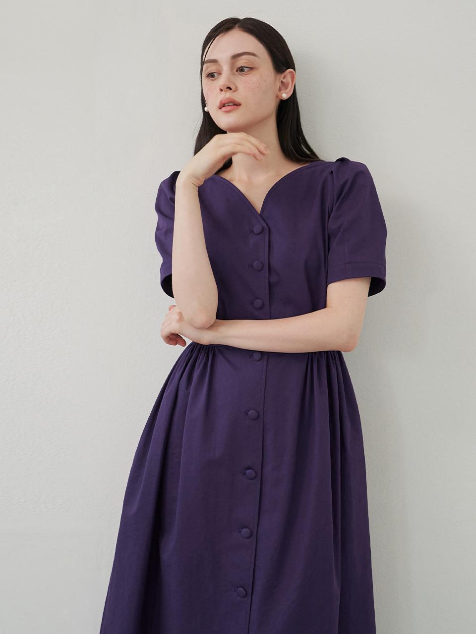 F.cocoromiz Cotton Tulip Volume Dress_Violet