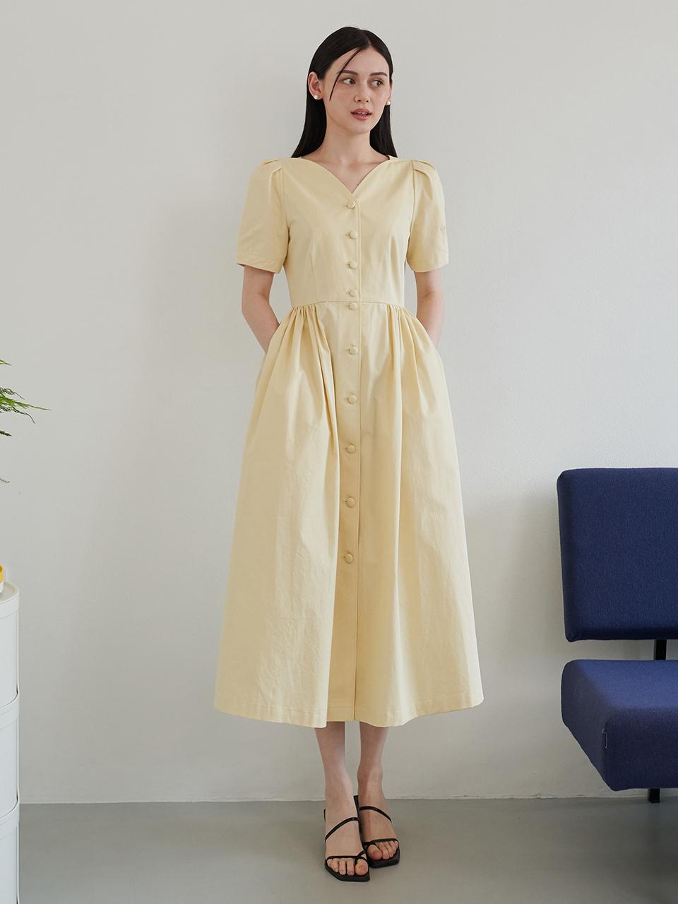 F.cocoromiz Cotton Tulip Volume Dress_Yellow