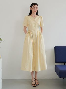 F.cocoromiz Cotton Tulip Volume Dress_Yellow