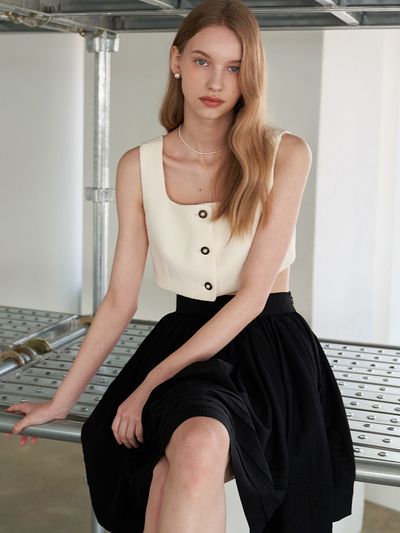 F.cocoromiz Elena Romantic Cropped Vest_IV