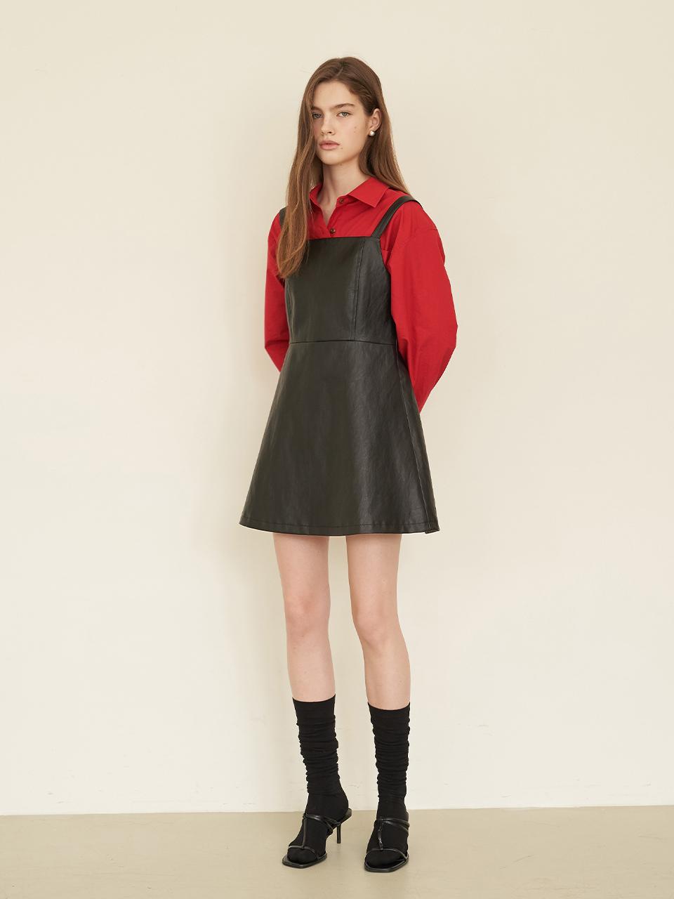 F.cocoromiz faux leather mini dress Black