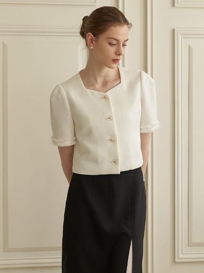 F.cocoromiz lilibet romantic tweed jacket WH