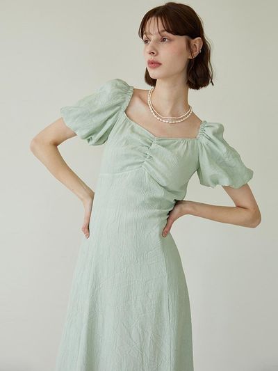 F.cocoromiz lovely puff sleeve dress