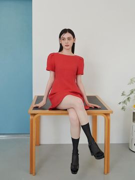 F.cocoromiz Romantic Linen Mini Dress_Red