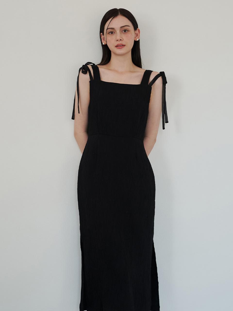 F.cocoromiz Romantic Ribbon Sleeveless Dress_Black