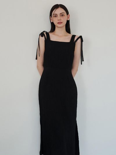 F.cocoromiz Romantic Ribbon Sleeveless Dress_Black