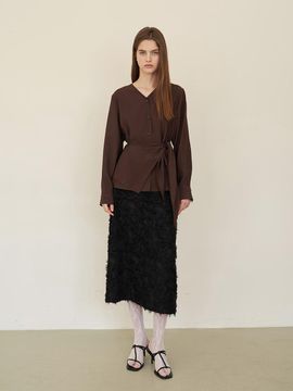 F.cocoromiz romantic tassel maxi skirt Black