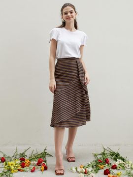 F.cocoromiz ruffle plaid skirt