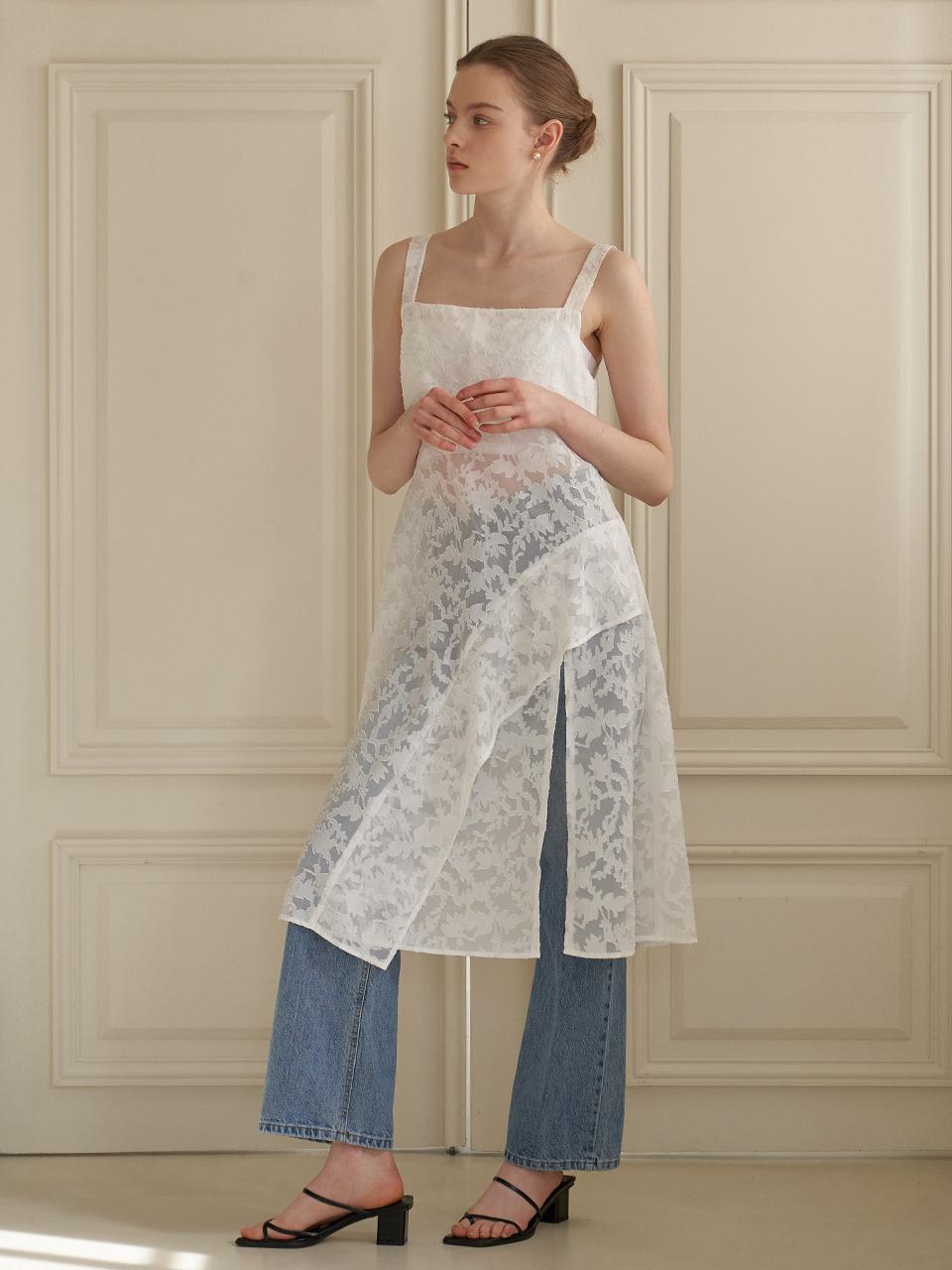 F.cocoromiz see through flower dress WH