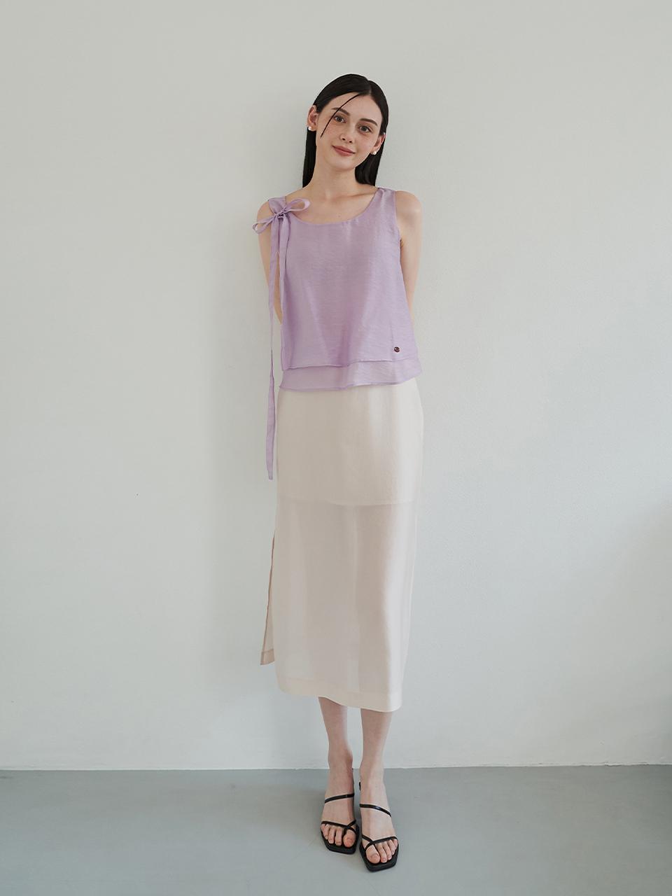 F.cocoromiz Slit Sheer Skirt - Beige