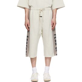 Fear of God ESSENTIALS Fear of God ESSENTIALS Beige & Gray Panelled Raw Cut Off Sweat Shorts