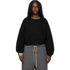 Fear of God ESSENTIALS Fear of God ESSENTIALS Black Holiday Heavy Waffle 90s Crewneck Sweater