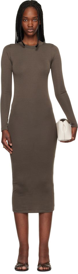 Fear of God ESSENTIALS Fear of God ESSENTIALS Brown Fitted Long Sleeve Maxi Dress