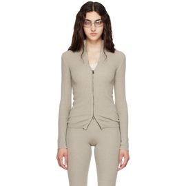 Fear of God ESSENTIALS Fear of God ESSENTIALS Gray Rib Knit Zip Up Sweater