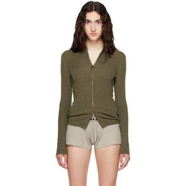 Fear of God ESSENTIALS Fear of God ESSENTIALS Khaki Rib Knit Zip Up Sweater