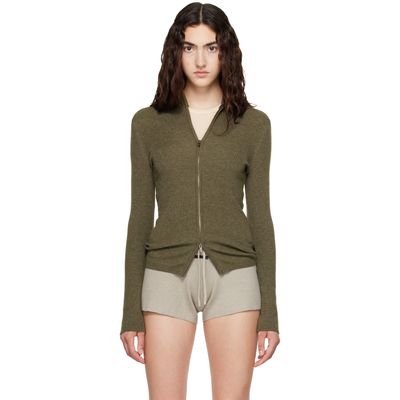 Fear of God ESSENTIALS Fear of God ESSENTIALS Khaki Rib Knit Zip Up Sweater