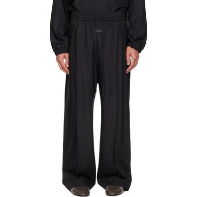 Fear of God Fear of God Black Striped Wool Wide Leg Drawstring Trousers