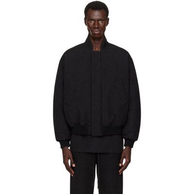 Fear of God Fear of God Black Twill Stand Collar Bomber Jacket