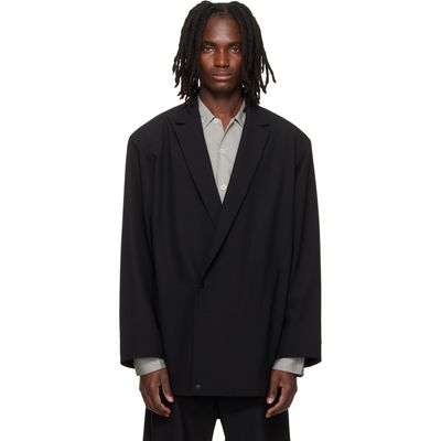 Fear of God Fear of God Black Wool Ripstop Relaxed Long Blazer