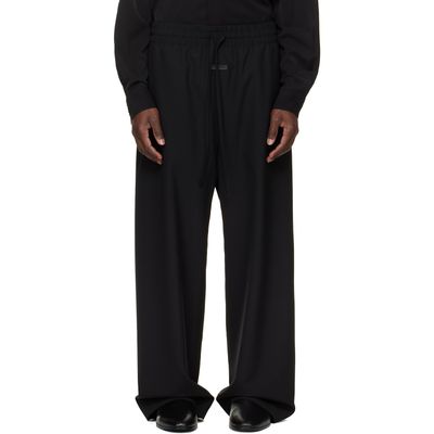 Fear of God Fear of God Black Wool Ripstop Wide Leg Drawstring Trousers