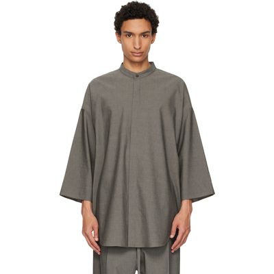 Fear of God Fear of God Gray Cotton Wool Oxford Relaxed Short Sleeve Shirt
