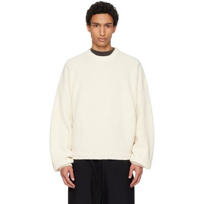 Fear of God Fear of God Off-White Double Knit Linen Wool Cotton Crewneck Sweater