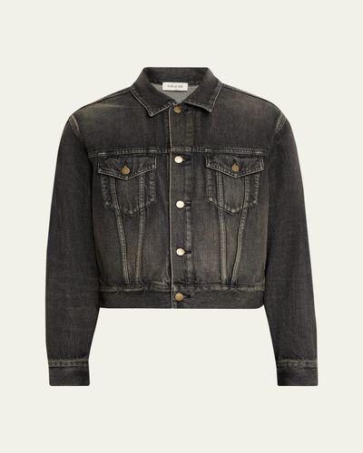 Fear of God Men's Washed Black Denim Trucker Jacket