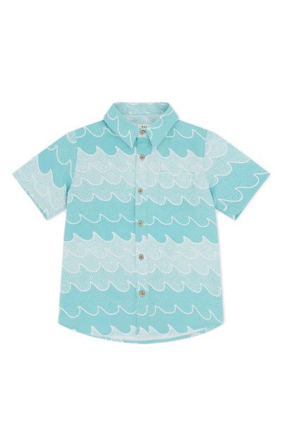 Feather 4 Arrow Feather 4 Arrow BUTTON Kids' Wave Print Short Sleeve Button-Up Shirt
