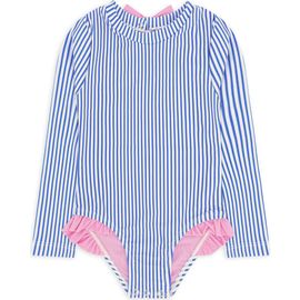 Feather 4 Arrow Feather 4 Arrow Kids' Coastal Cutie Stripe UPF 50+ One-Piece Rashguard Swimsuit