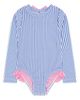 Feather 4 Arrow Feather 4 Arrow Kids' Stripe Ruffle Long Sleeve UPF 50+ One-Piece Rashguard Swimsuit - 1