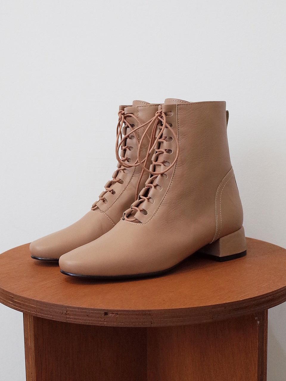 february second All Basic Lace Up Boots Dark Beige