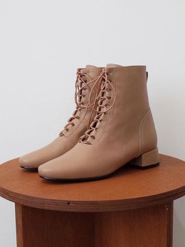 february second All Basic Lace Up Boots Dark Beige
