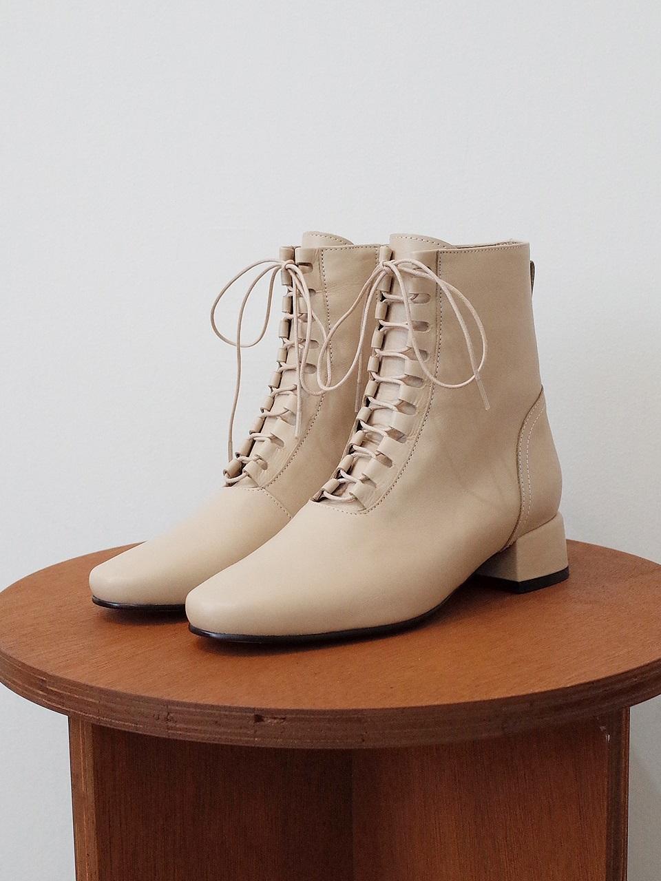 february second All Basic Lace Up Boots Light Beige
