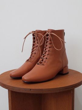 february second All Basic Lace Up Boots Red Brown