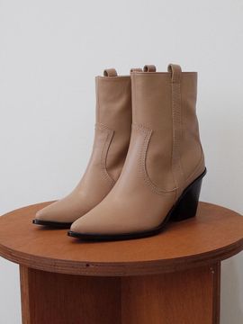 february second All Basic Western Boots Dark Beige