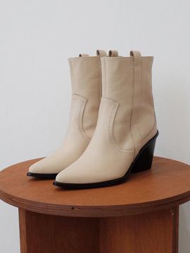 february second All Basic Western Boots Light Beige