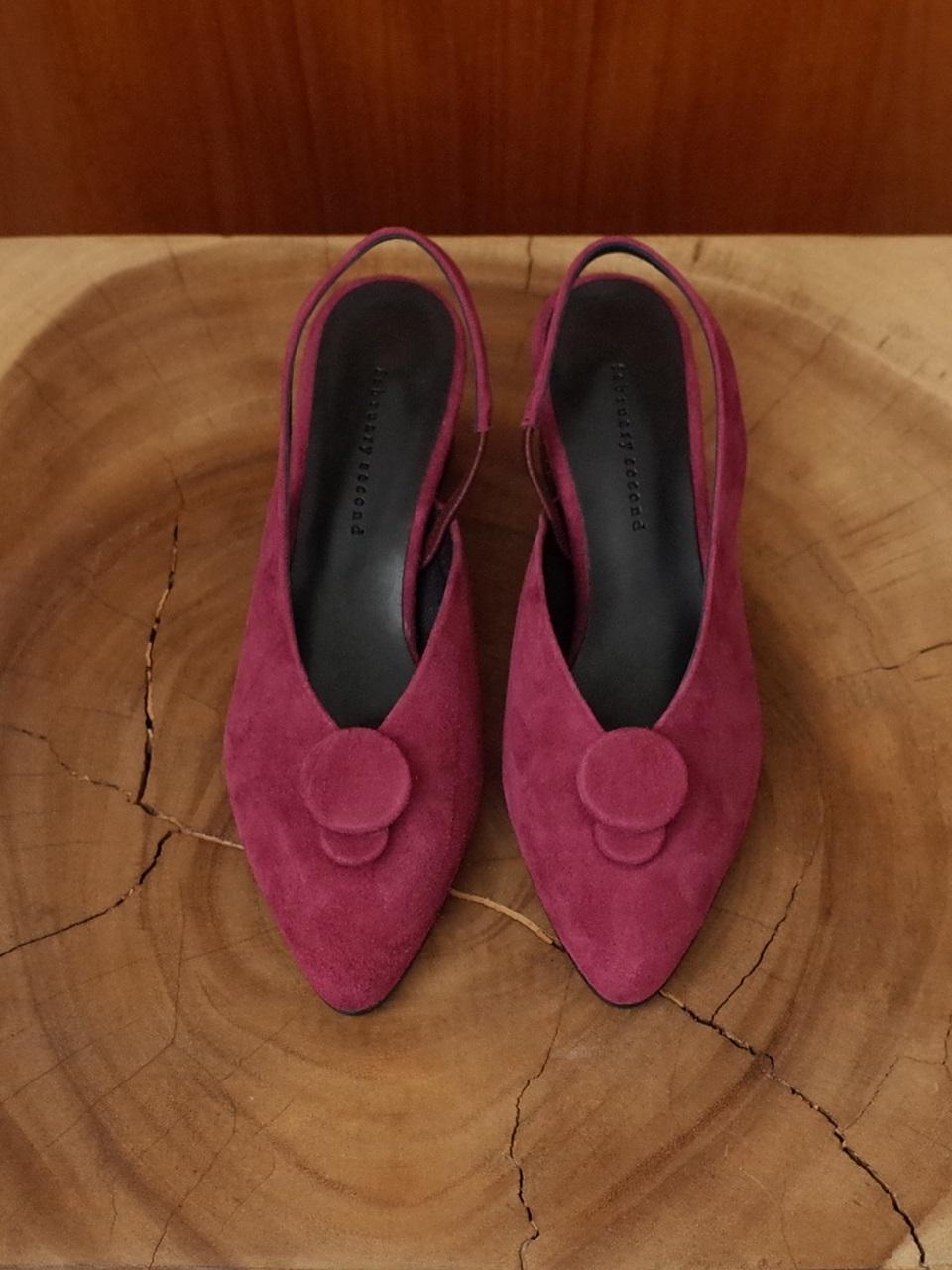 february second Double Button Sling Back True Red