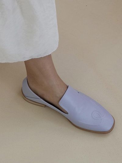 february second Embossed Stitch Loafers Lilac