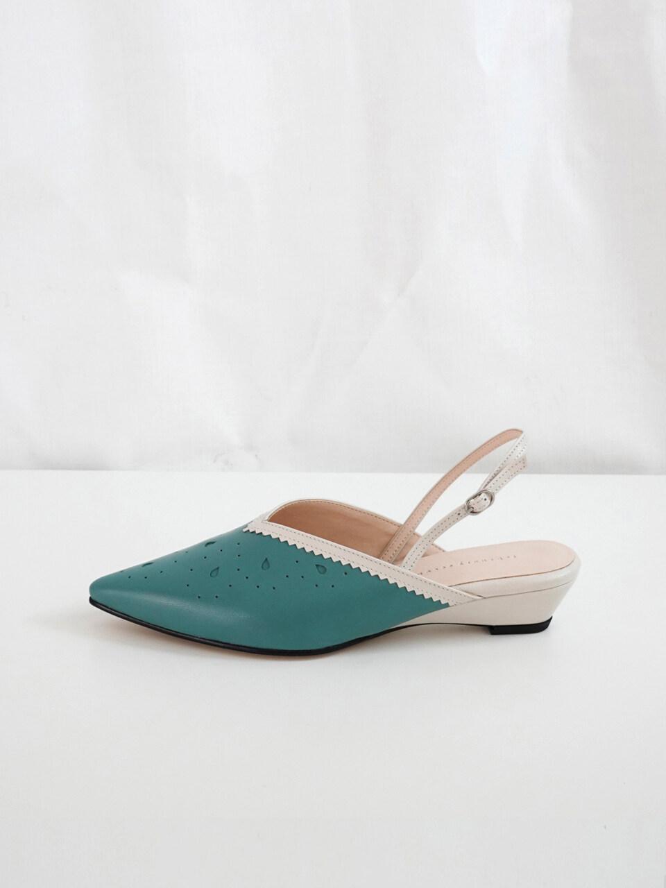 february second Eyelet Lace Wedges Blue Green