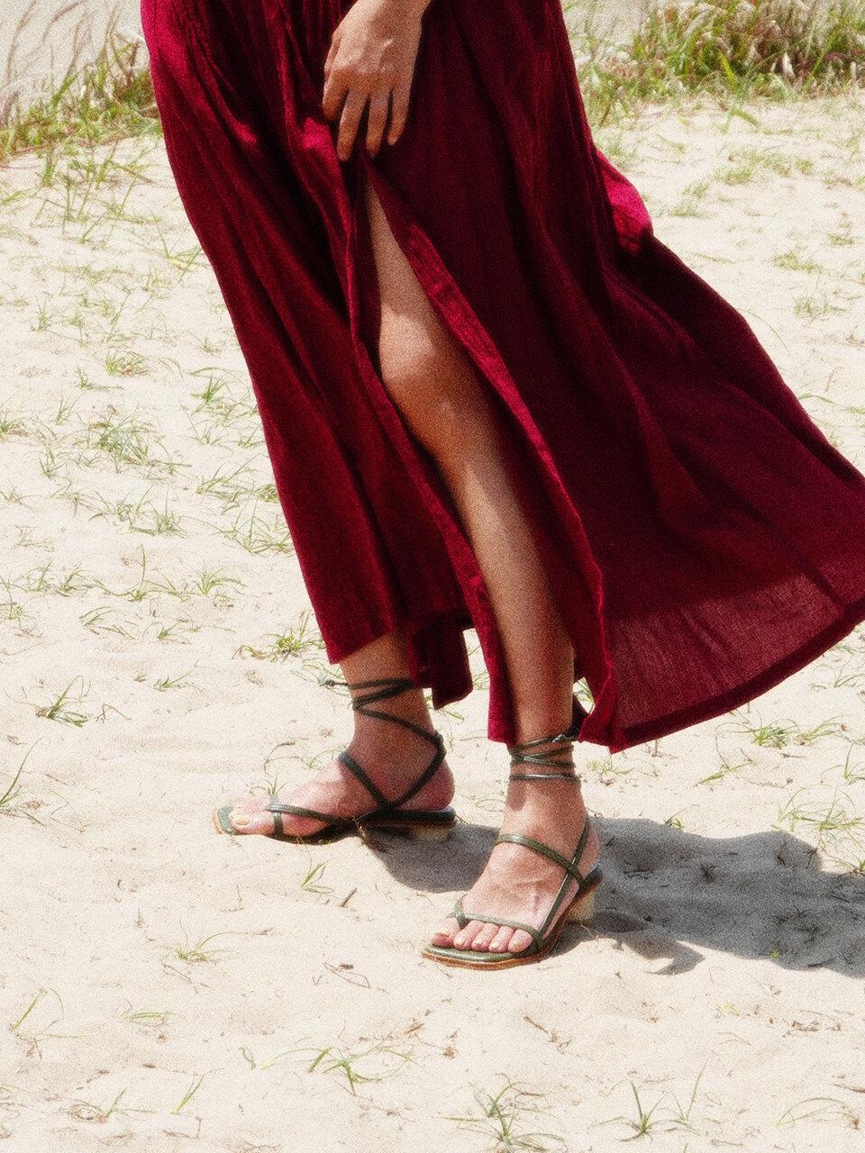 february second Flip-Flop Strap Sandals Olive Green
