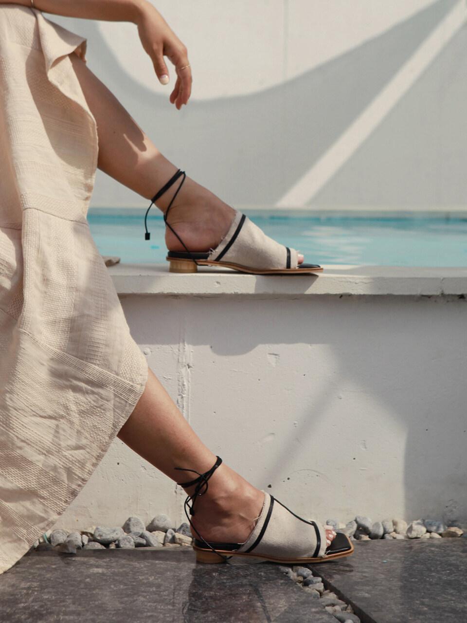 february second Grunge Two Way Strap Sandals Natural
